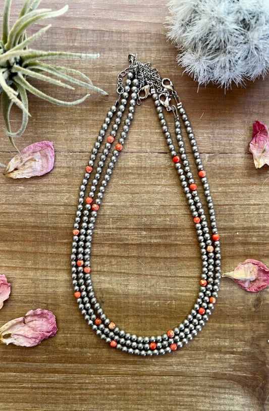 4mm chocker silver plated & orange