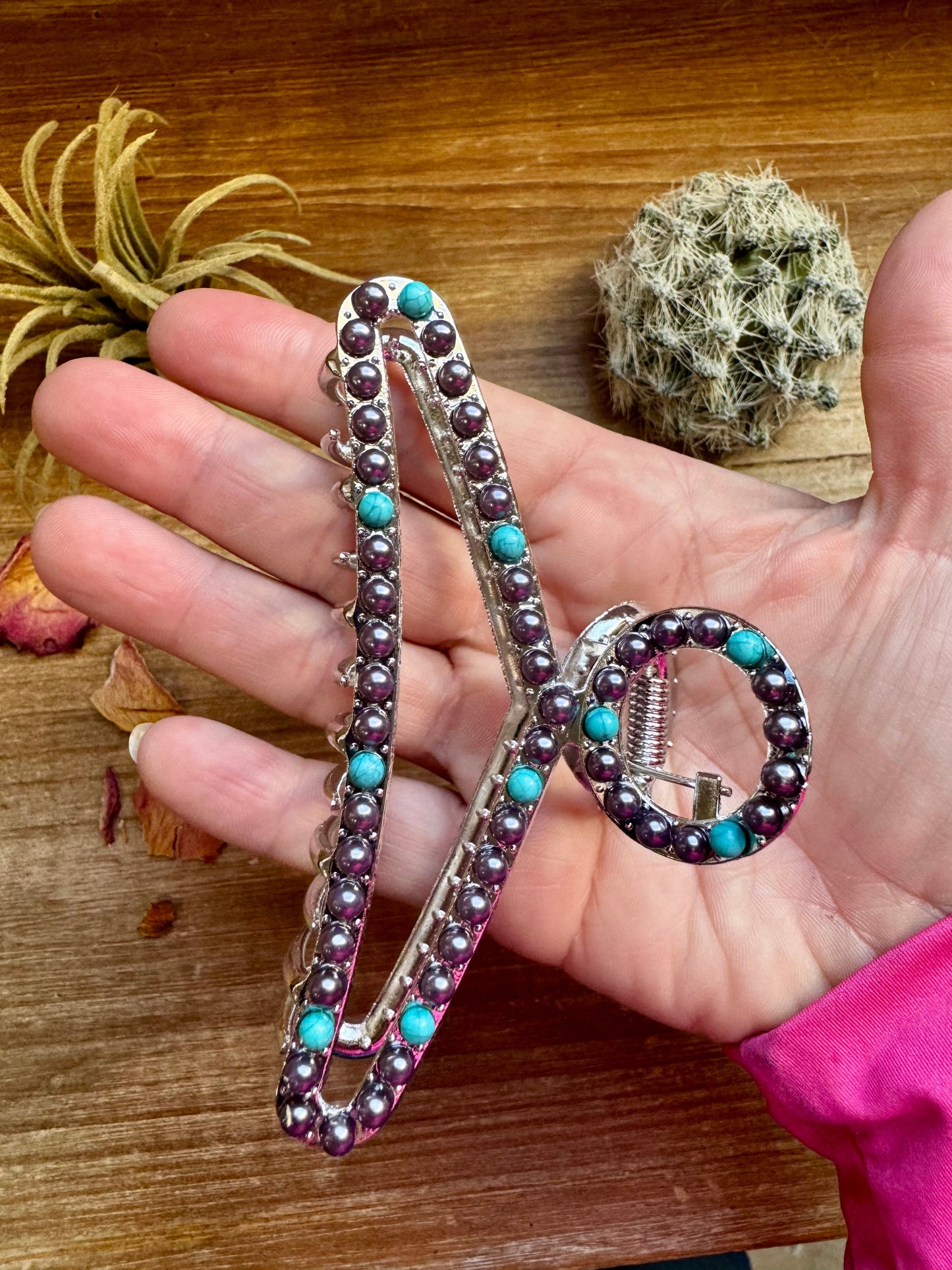 New Style - Turquoise/ faux pearl mix Hair Clips