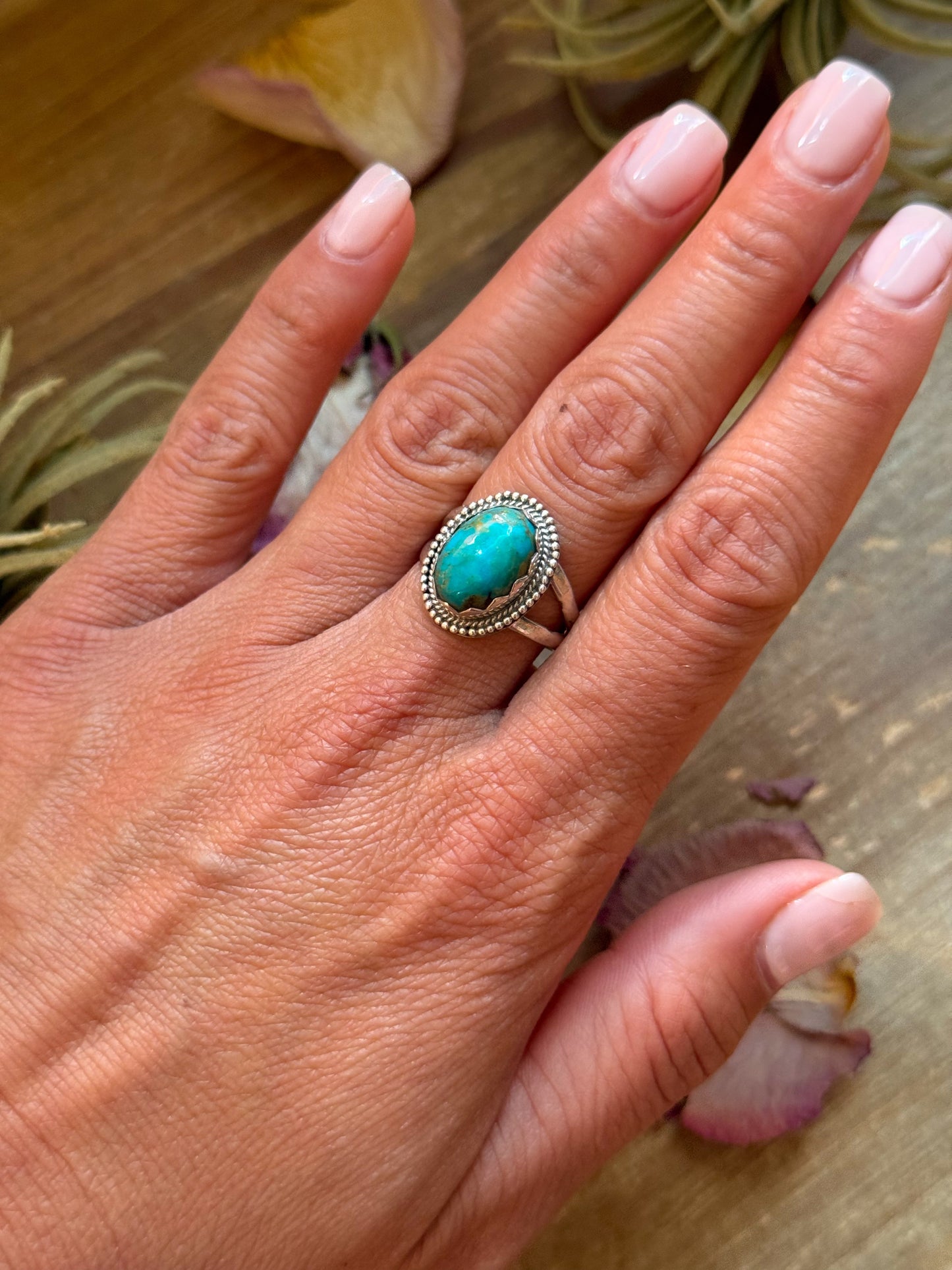 Kingman Turquoise Sterling Silver Ring – Size 8.5